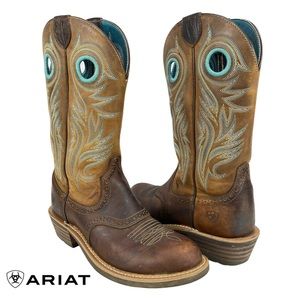Ariat Women’s 5.5B Shadow Rider Western‎ Leather Pull On Boots Turquoise